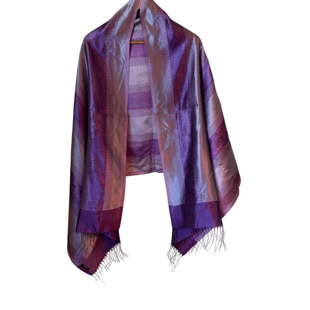 ORALLAR Pashmina Silk Purple Iridescent Shawl Wrap Made in Turkey